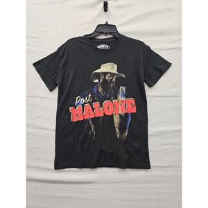 Post Malone Posty Co Cowboy Hat Graphic T-Shirt Mens Small Black 100% Cotton